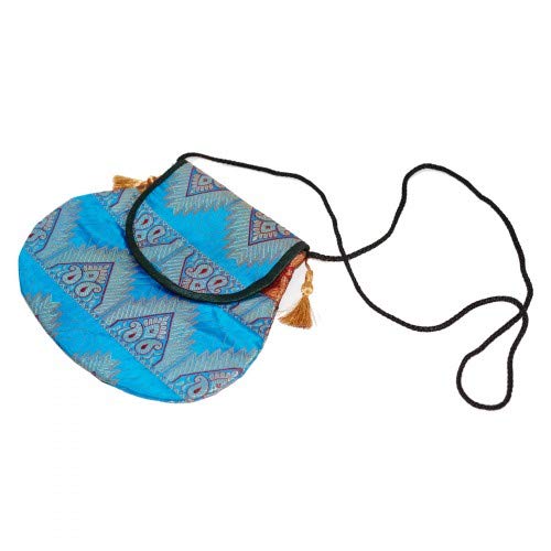 Blue Handcrafted Banarasi Silk Sling Bag