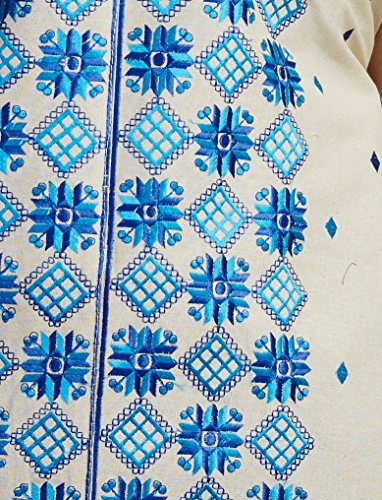 White Phulkari Embroidered Cotton Kurti - GleamBerry