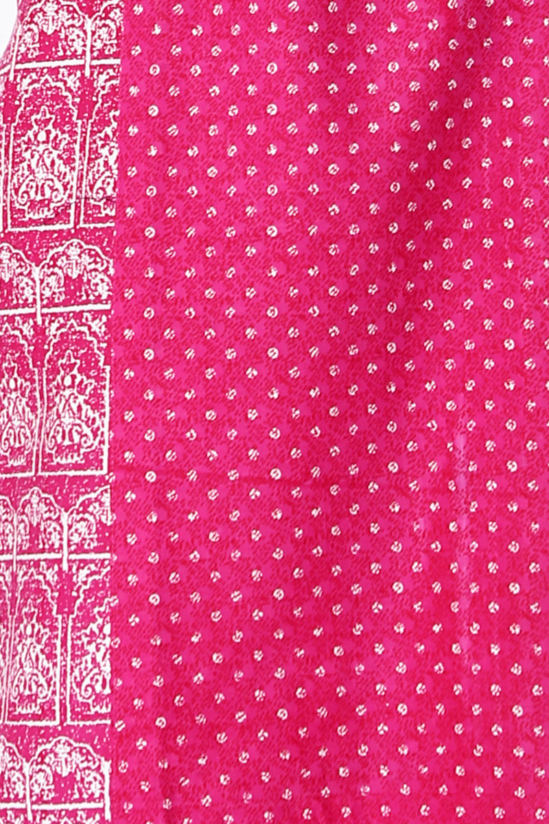Pink Hand Block Printed Cotton Kurti - GleamBerry