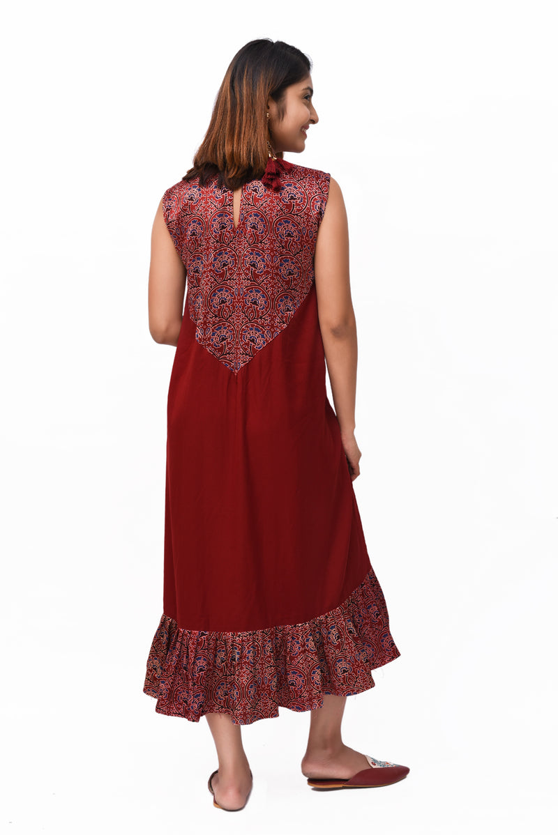 Red Mashru Dress - GleamBerry