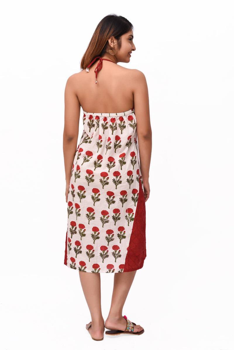 Red Marigold Backless Summer Dress - GleamBerry
