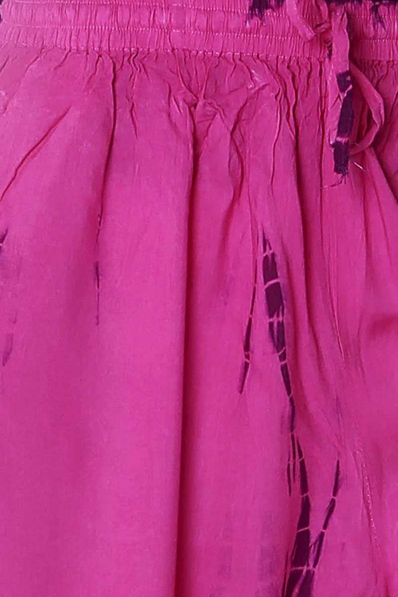Pink Shibori Rayon Elasticated Palazzo - GleamBerry