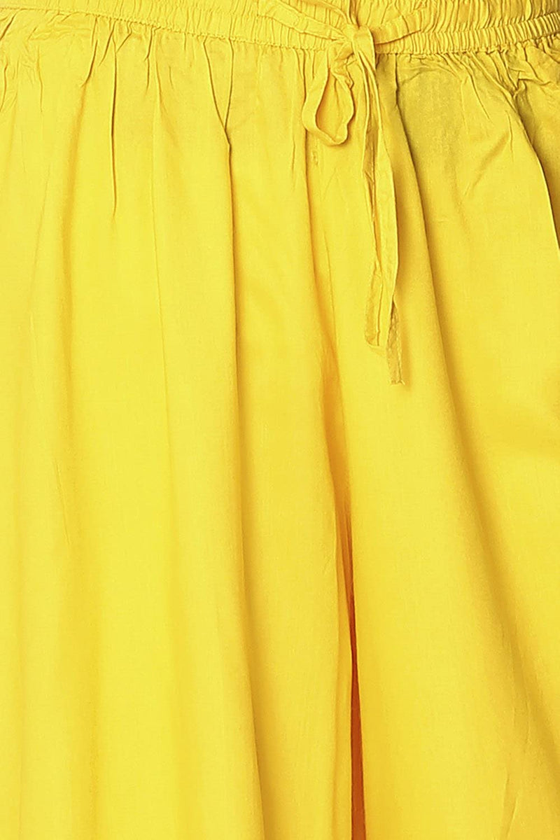 Yellow Elasticated Rayon Palazzo - GleamBerry