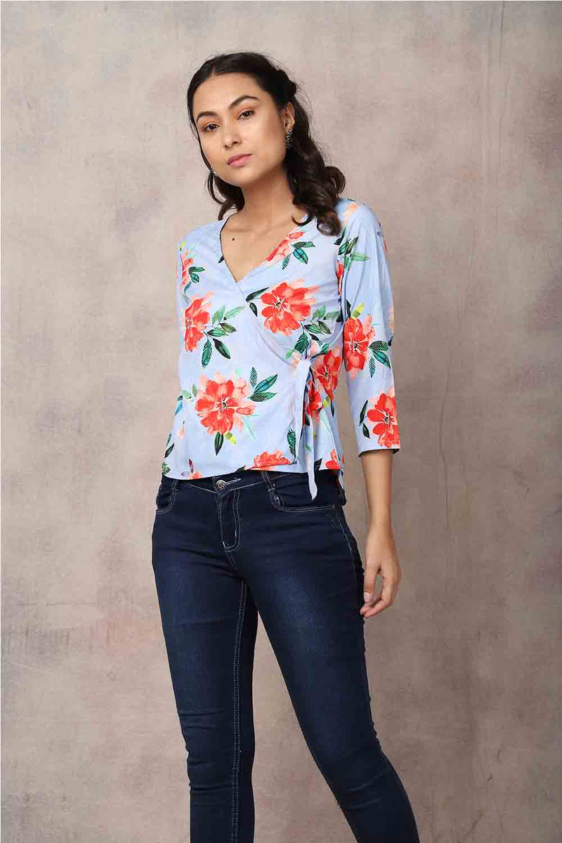 Blue Floral Top - GleamBerry