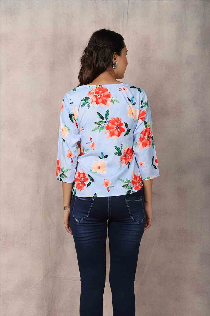 Blue Floral Top - GleamBerry
