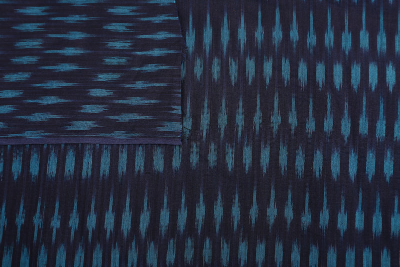 Dark Blue Mercerised Cotton Ikat Fabric - GleamBerry