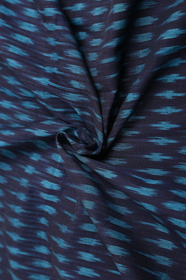 Dark Blue Mercerised Cotton Ikat Fabric - GleamBerry