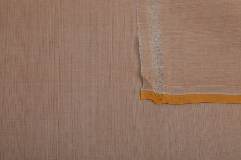 Beige Handloom Cotton Mangalgiri Fabric - GleamBerry