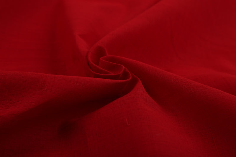 Red Handloom Mangalgiri Cotton Fabric - GleamBerry