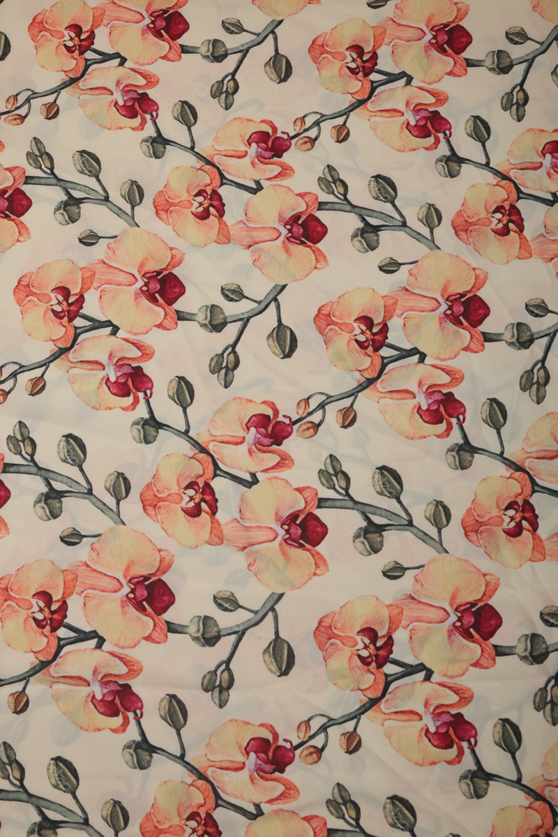 Floral Printed Crepe Fabric - GleamBerry