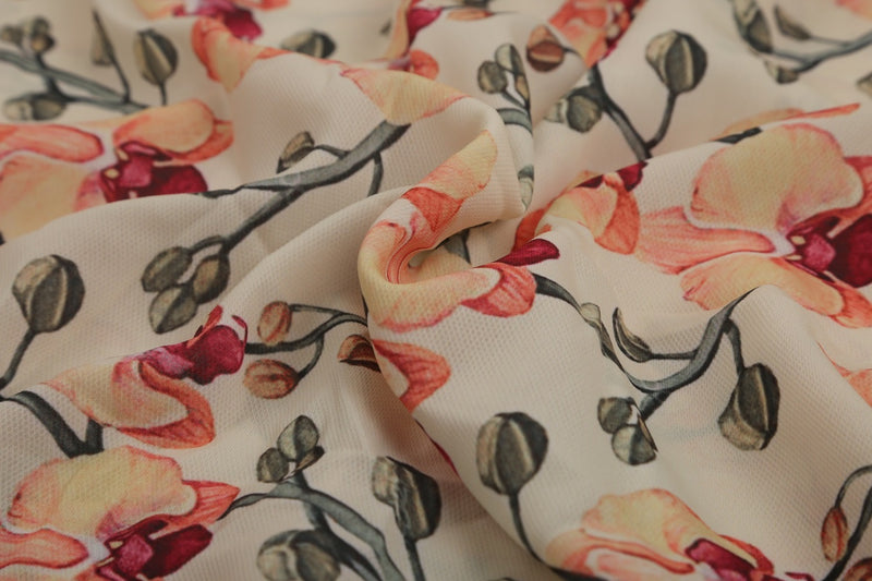 Floral Printed Crepe Fabric - GleamBerry