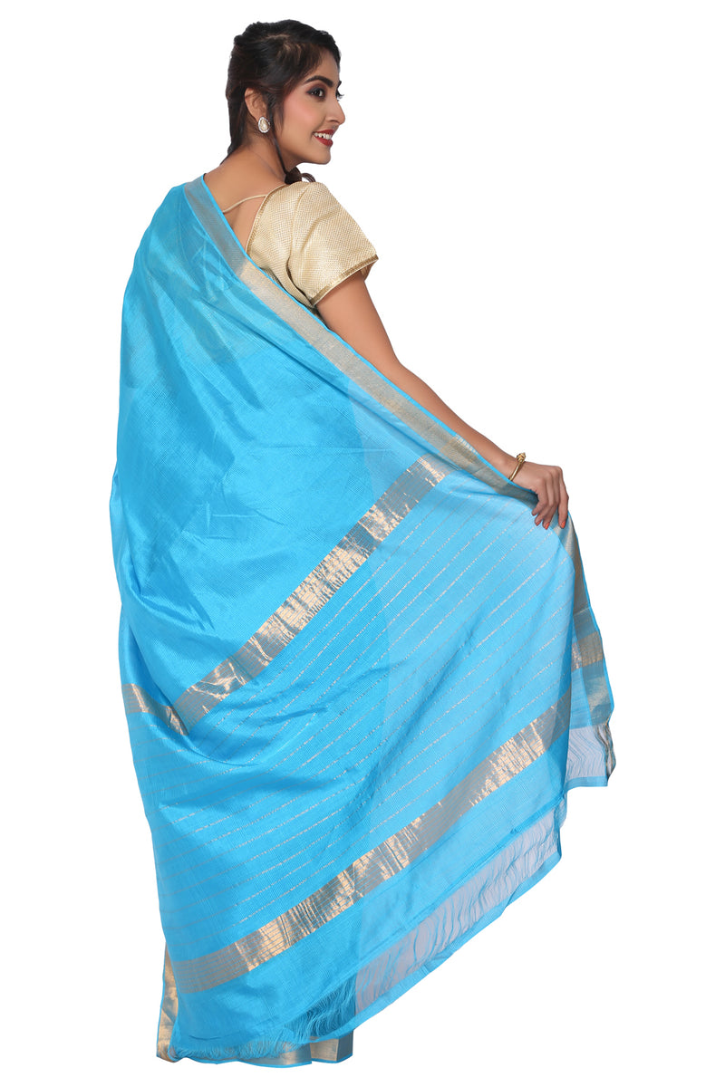Blue Pattu Kancheepuram Silk Saree - GleamBerry