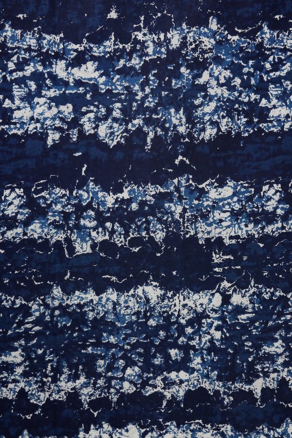 Blue Block  Print Cotton Fabric