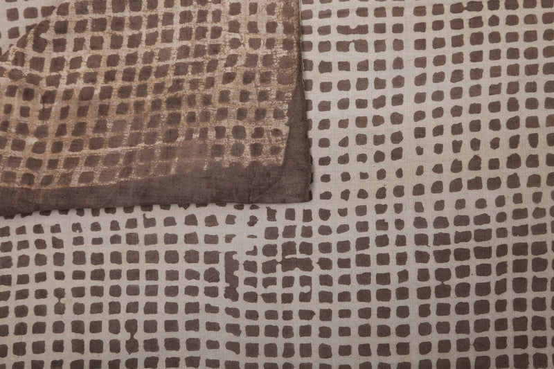 Greyish Block Print Cotton Fabric - GleamBerry