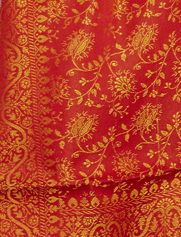 Red Handloom Pure Silk Stole - GleamBerry