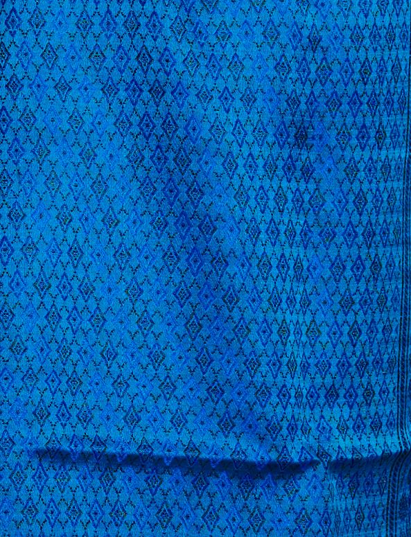Blue Handloom Pure Silk Stole - GleamBerry