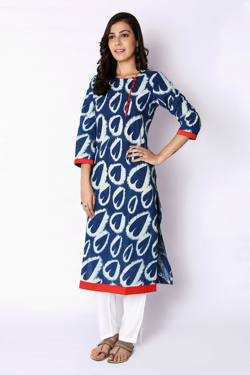 Indigo Arow Printed cotton sleeveless Kurti – Jaipur Hand Block