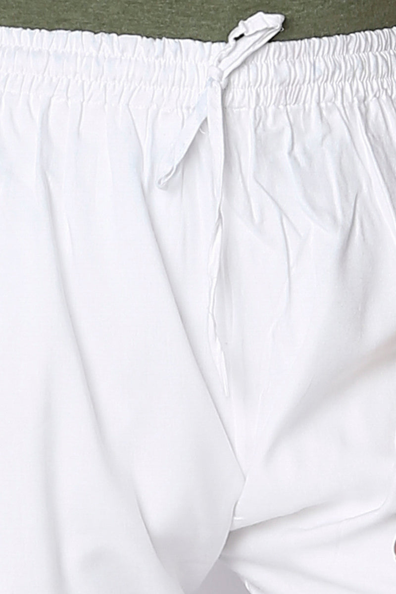 White Plain Rayon Elasticated Pant
