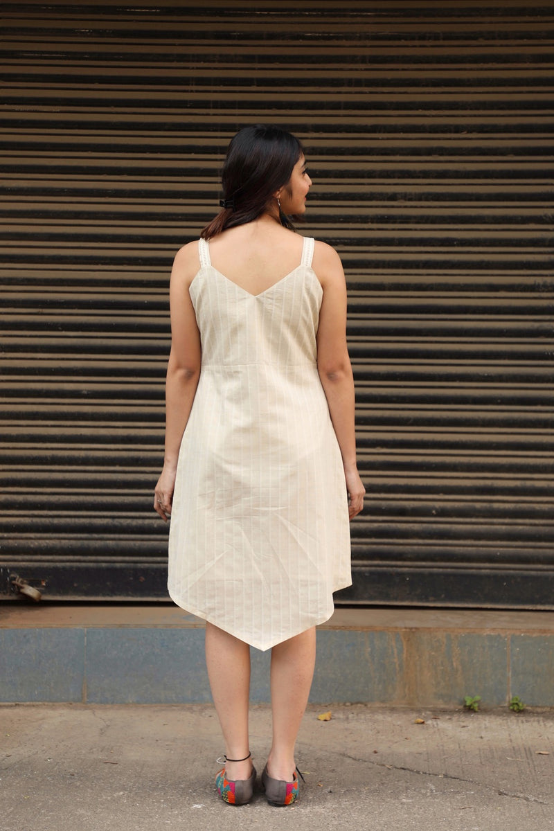 Off White Dress Striped Cotton Dress