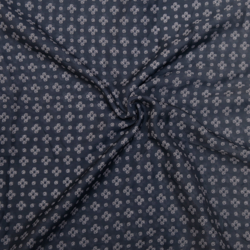 Grey Printed Chiffon Dobby Fabric