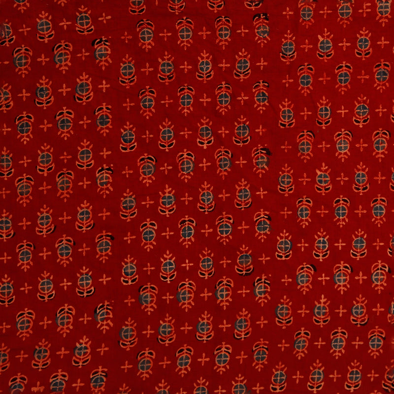 Maroon Ajarakh Geometric Cotton Fabric