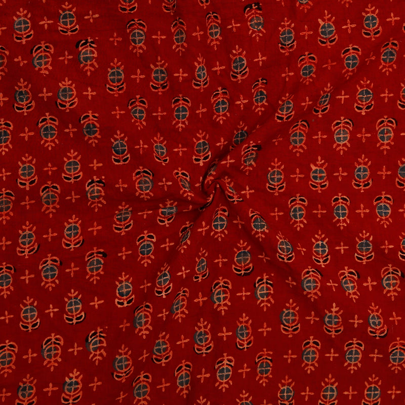 Maroon Ajarakh Geometric Cotton Fabric