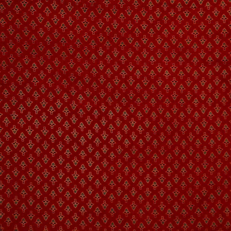 Maroon Ajrakh Butti Cotton Fabric