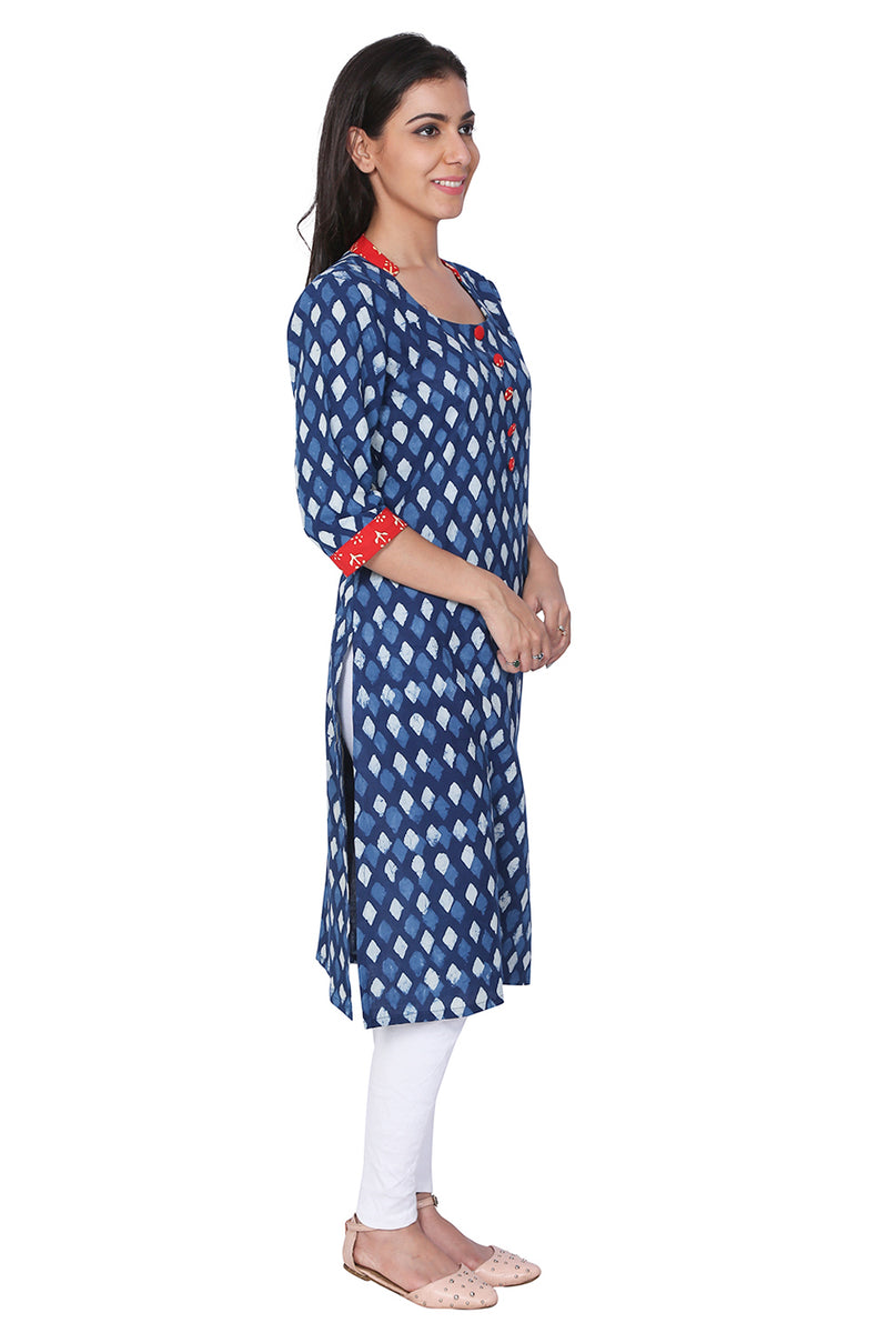 Buy Bagru Block Printed Angrakha Cotton Kurta for Women | FGMK21-38 |  Farida Gupta | Kurta designs women, Simple kurta designs, Kurtha designs