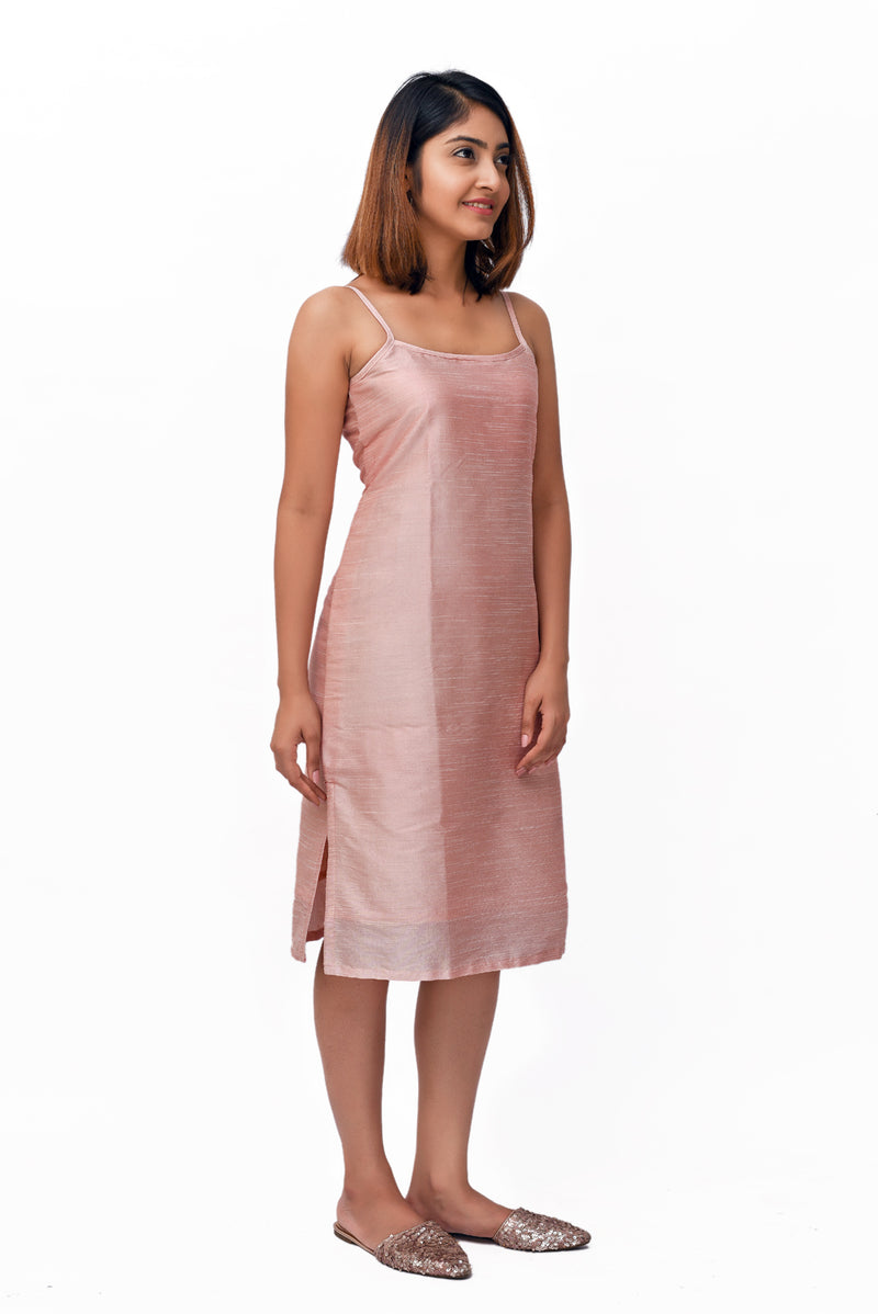Pink Banarasi Slip Dress - GleamBerry