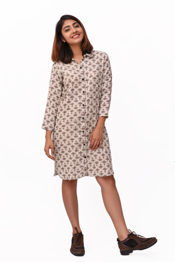 Dabu Cotton Shirt Dress - GleamBerry