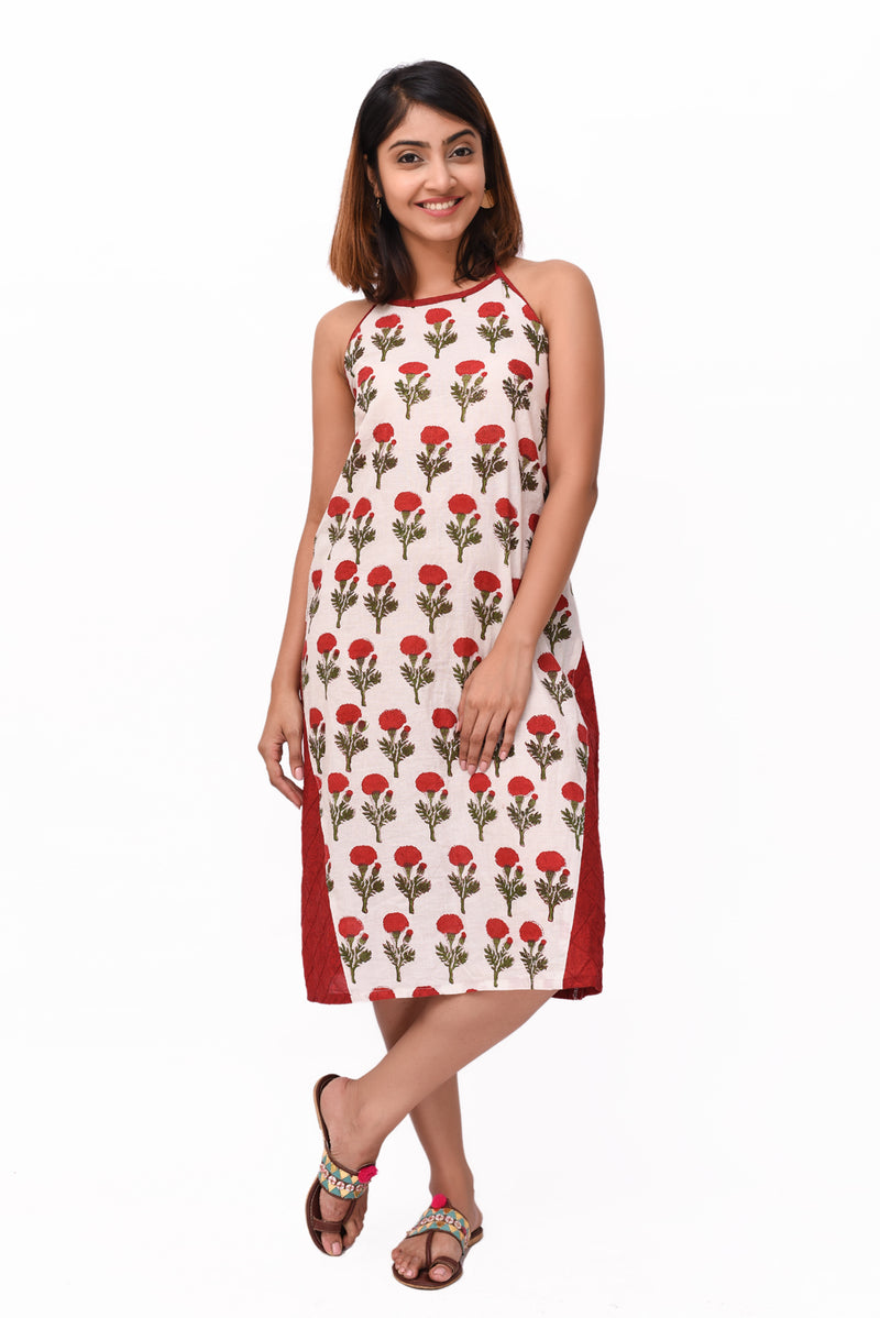 Red Marigold Backless Summer Dress - GleamBerry