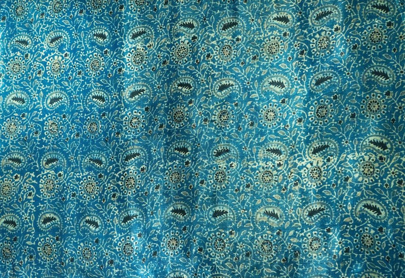Blue Mashru Handloom Fabric - GleamBerry