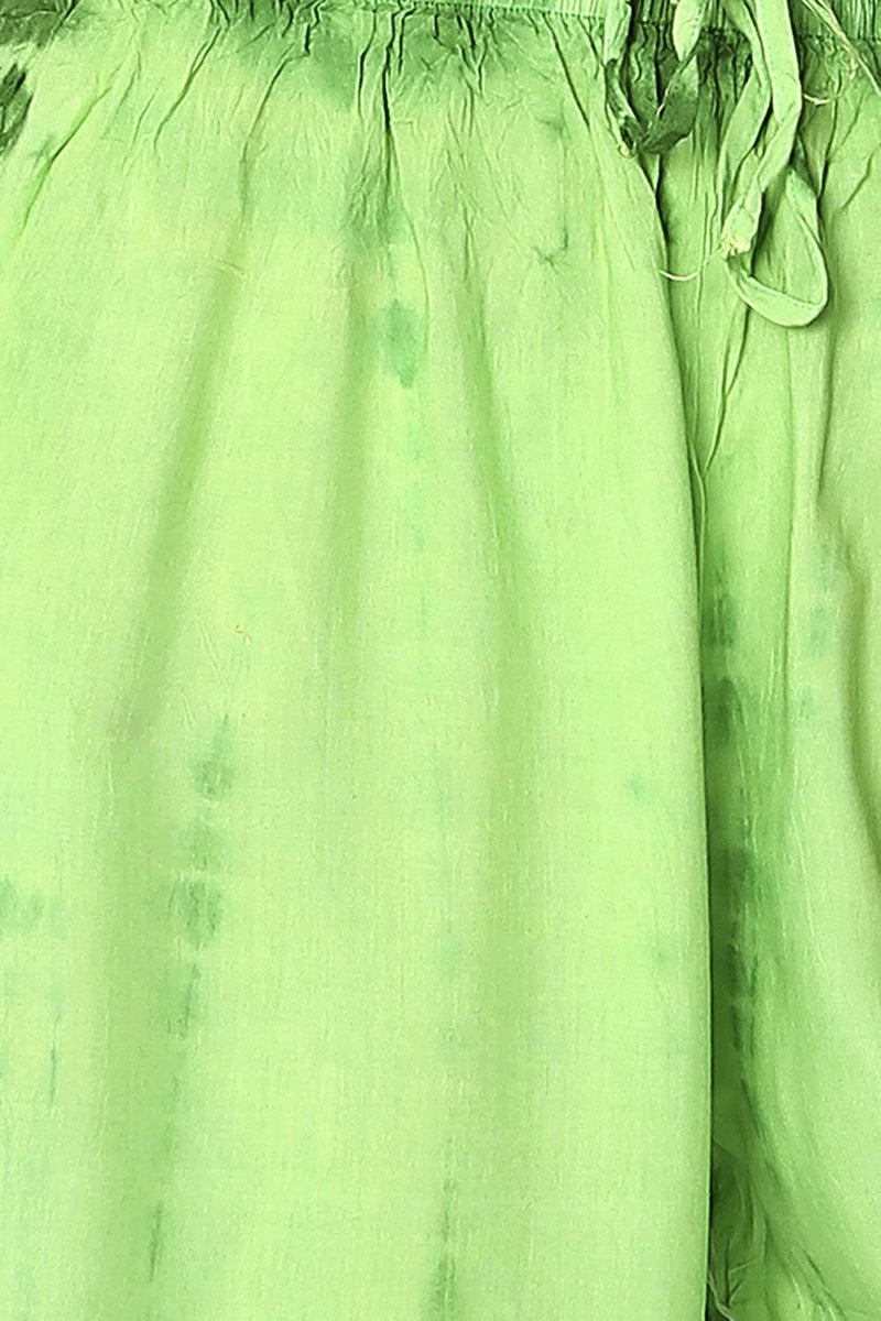 Green Shibori Rayon Elasticated Palazzo - GleamBerry