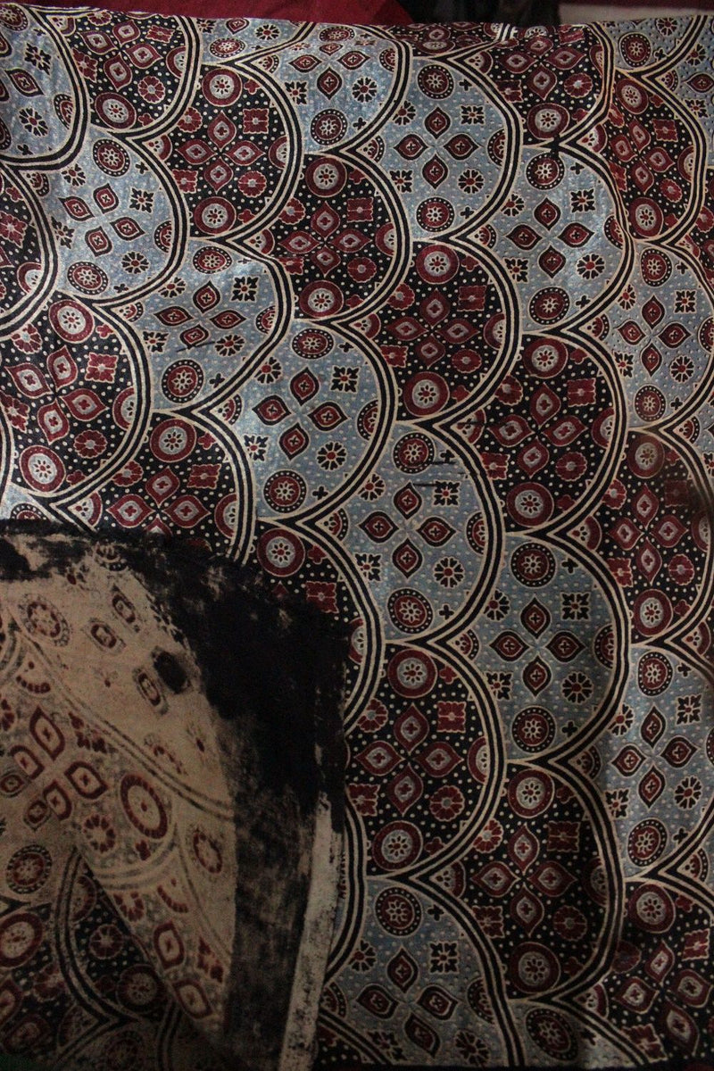Mashru Silk Block Print Fabric - GleamBerry