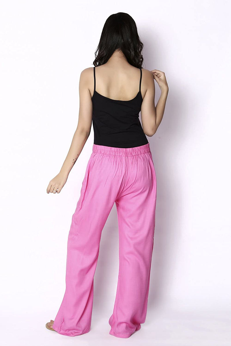 Pink Cotton Elasticated Pant - GleamBerry